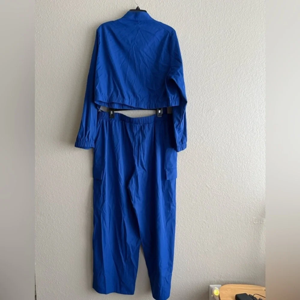 SHEIN Royal Blue Wide Leg Track Pants with Matching Jacket